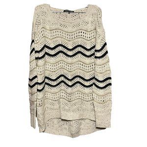 Foreign Exchange Woman's Thick Knit Black & Cream Sweater Size M/L